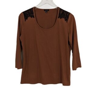 Talbots Brown Scoop Neck Shirt Women's Medium